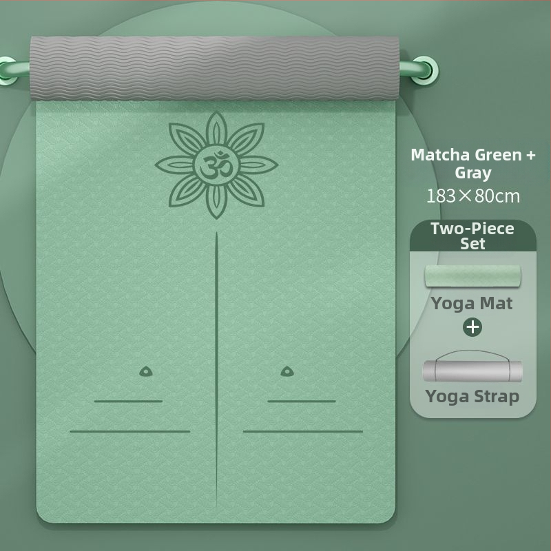 TPE jogas paklājs iesācējiem, 8 mm biezums, pretslīdošs, bez smaržas, ar āsānu vadlīnijām.