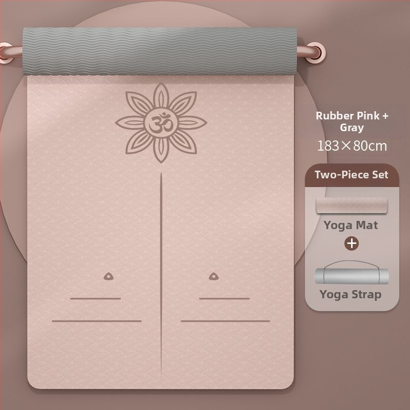 TPE jogas paklājs iesācējiem, 8 mm biezums, pretslīdošs, bez smaržas, ar āsānu vadlīnijām.