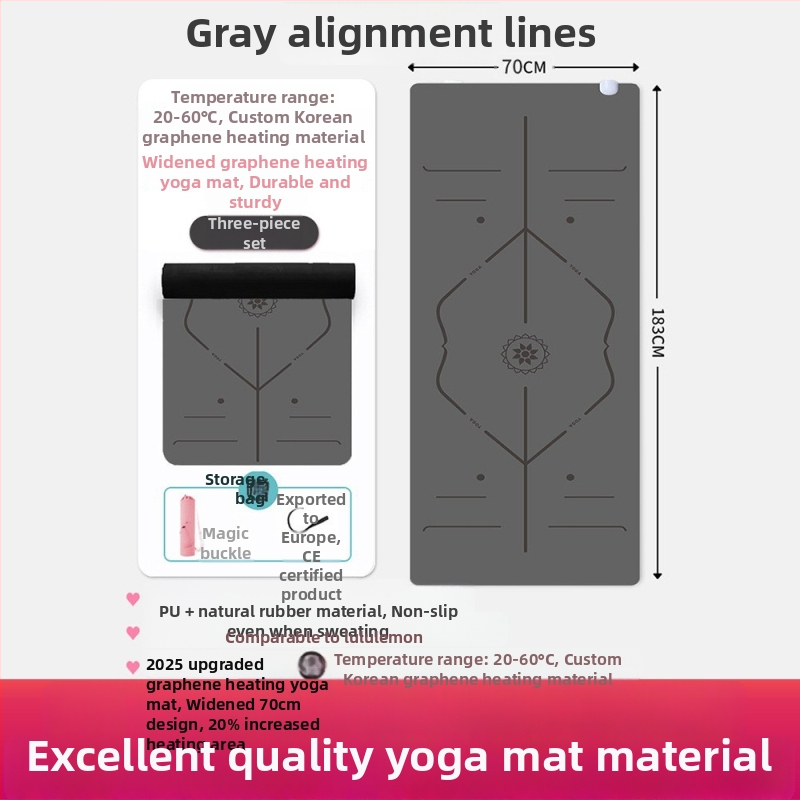 Joga matrača ar pozu vadības līnijām, Kondal, PU+ dabiskā gumija, 5 mm, 5 kg