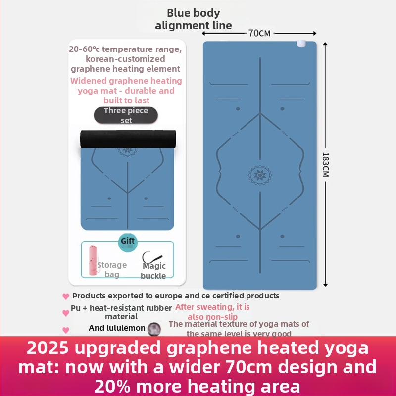 Joga matrača ar pozu vadības līnijām, Kondal, PU+ dabiskā gumija, 5 mm, 5 kg