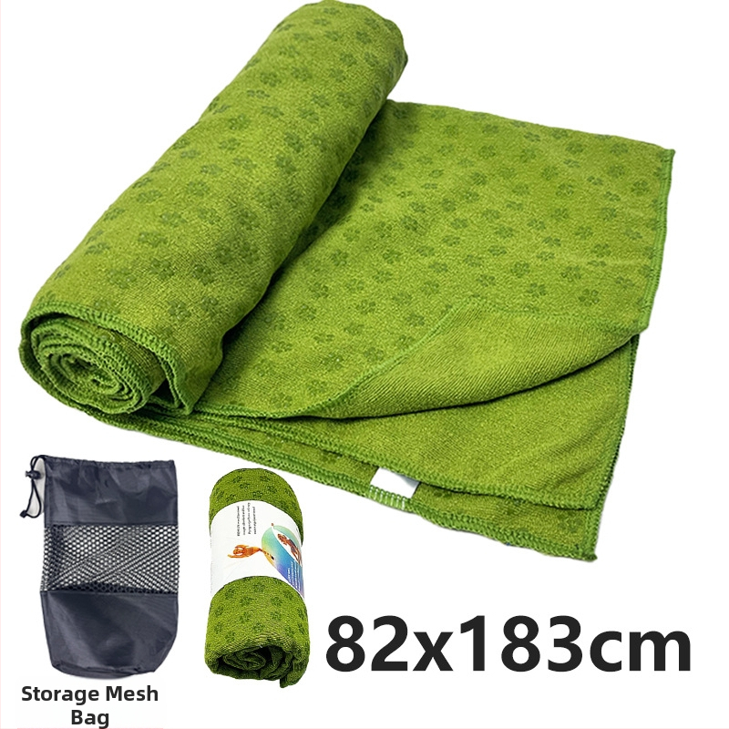 Neslīdošs jogas dvielis prostinam ar plūmju ziedu punktētu rakstu, viegls, mazgājas veļas mašīnā