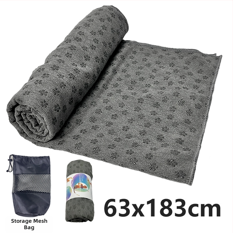 Neslīdošs jogas dvielis prostinam ar plūmju ziedu punktētu rakstu, viegls, mazgājas veļas mašīnā