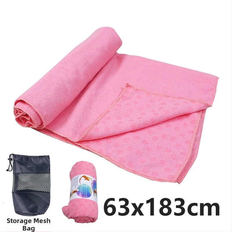 Neslīdošs jogas dvielis prostinam ar plūmju ziedu punktētu rakstu, viegls, mazgājas veļas mašīnā