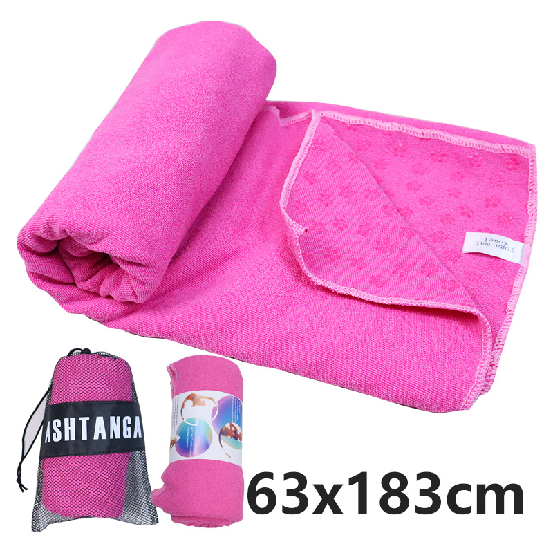 Neslīdošs jogas dvielis prostinam ar plūmju ziedu punktētu rakstu, viegls, mazgājas veļas mašīnā