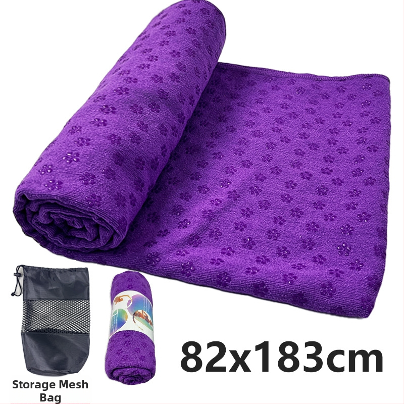 Neslīdošs jogas dvielis prostinam ar plūmju ziedu punktētu rakstu, viegls, mazgājas veļas mašīnā