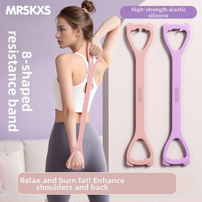 Katės ausų 8-formos atsparumo juosta, silikonas, namų jogai, pečių treniravimui, rankų formavimui ir nugaros lieknumui
