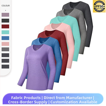 Unisex ilgas rankovės sportinis viršus su V-formos kaklu, UPF50+, greitai džiūsta, kvėpuojantis, atsparus vėjui