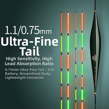 Vertikālais zvejas pludiņš ar augstu jutīgumu, gaismas, integrēts mīksts un ciets astiņš, dienas un nakts elektroniskais pludiņš