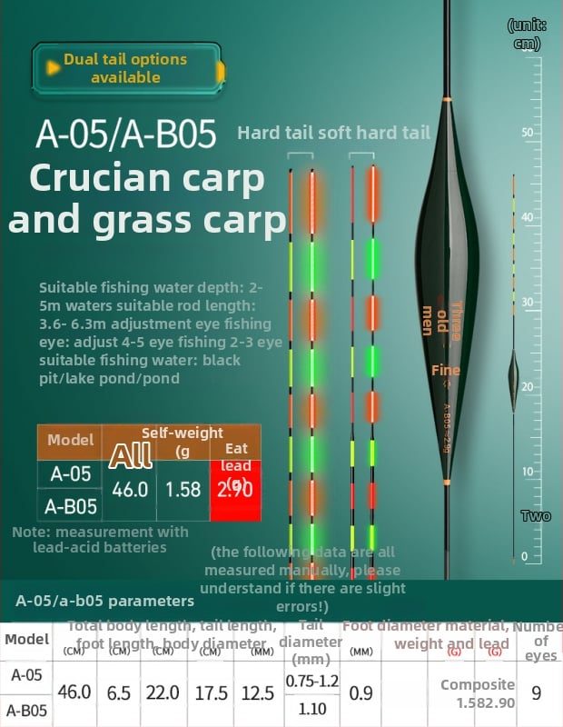 Vertikālais zvejas pludiņš ar augstu jutīgumu, gaismas, integrēts mīksts un ciets astiņš, dienas un nakts elektroniskais pludiņš