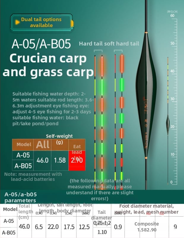 Vertikālais zvejas pludiņš ar augstu jutīgumu, gaismas, integrēts mīksts un ciets astiņš, dienas un nakts elektroniskais pludiņš