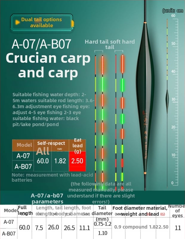 Vertikālais zvejas pludiņš ar augstu jutīgumu, gaismas, integrēts mīksts un ciets astiņš, dienas un nakts elektroniskais pludiņš