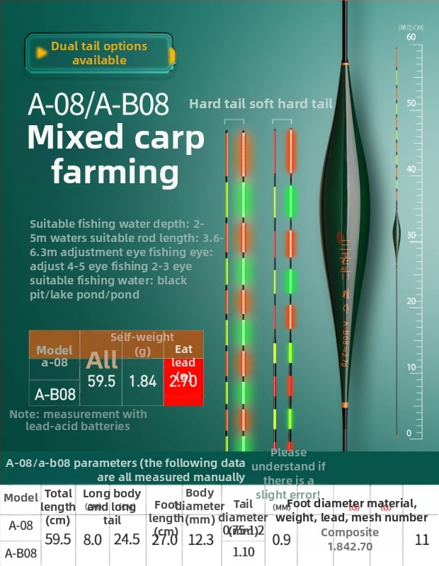 Vertikālais zvejas pludiņš ar augstu jutīgumu, gaismas, integrēts mīksts un ciets astiņš, dienas un nakts elektroniskais pludiņš
