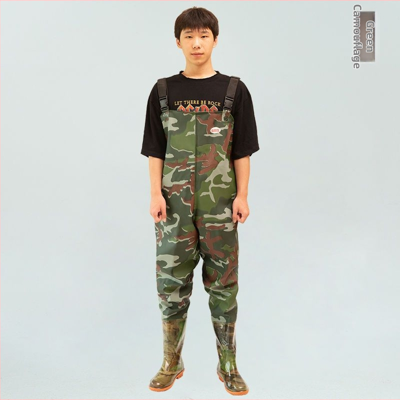 Nepremokavný rybársky overal s integrovanými topánkami