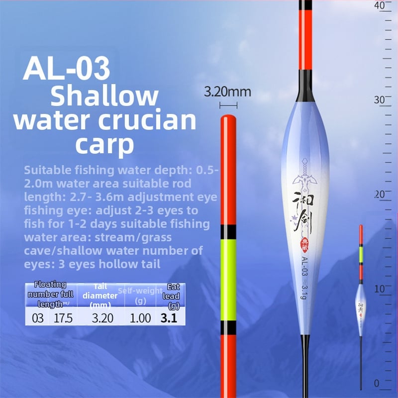 Vertikālais pludiņš ar nano dizainu visām ūdens tilpēm, ar pilnu aci un biezu tukšu asti, augsta jutība, gari metieni