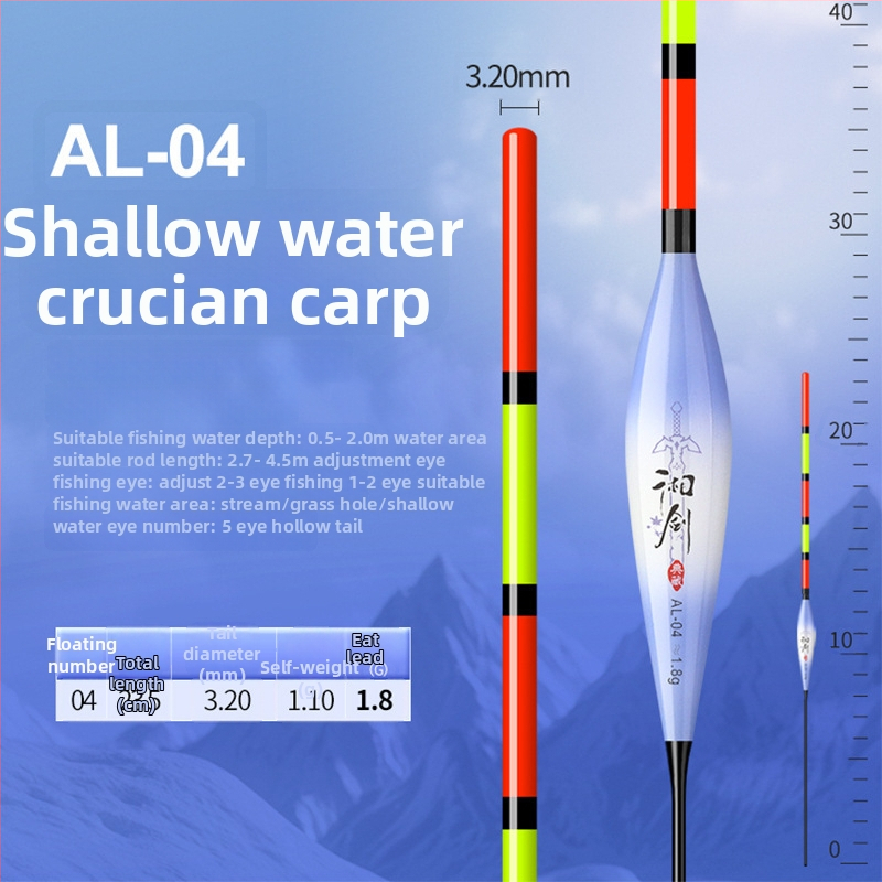 Vertikālais pludiņš ar nano dizainu visām ūdens tilpēm, ar pilnu aci un biezu tukšu asti, augsta jutība, gari metieni