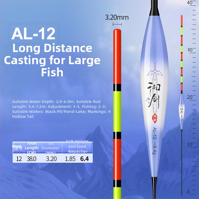 Vertikālais pludiņš ar nano dizainu visām ūdens tilpēm, ar pilnu aci un biezu tukšu asti, augsta jutība, gari metieni