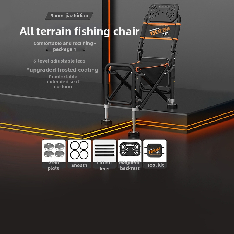 Saliekams zvejnieka krēsls ar atzveltni, alumīnija sakausējuma materiāls, portatīvs un piemērots visiem tereniem