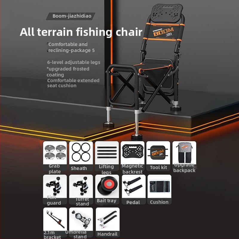 Saliekams zvejnieka krēsls ar atzveltni, alumīnija sakausējuma materiāls, portatīvs un piemērots visiem tereniem
