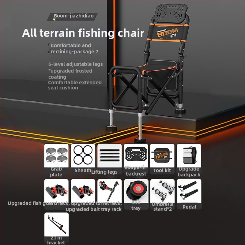 Saliekams zvejnieka krēsls ar atzveltni, alumīnija sakausējuma materiāls, portatīvs un piemērots visiem tereniem