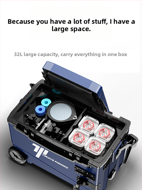 Koliesková rybárska krabička, ultra ľahká, viacfunkčná výbava na rybolov, ABS, kapacita 25–32 L