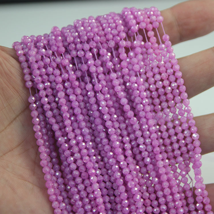 Mărgele rotunde, fațetate, cu gaură dreaptă – mărgele spacer semi-finish pentru bijuterii DIY (colier și brățară)