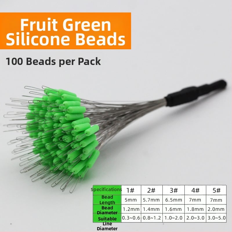 Silicone zvejas pērles – pret savēršanos, pastiprinātas dziļā zvejā (materiāls: silikons; iepakojums 100 gab.)