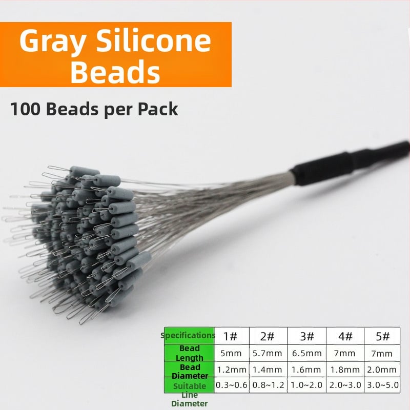Silicone zvejas pērles – pret savēršanos, pastiprinātas dziļā zvejā (materiāls: silikons; iepakojums 100 gab.)