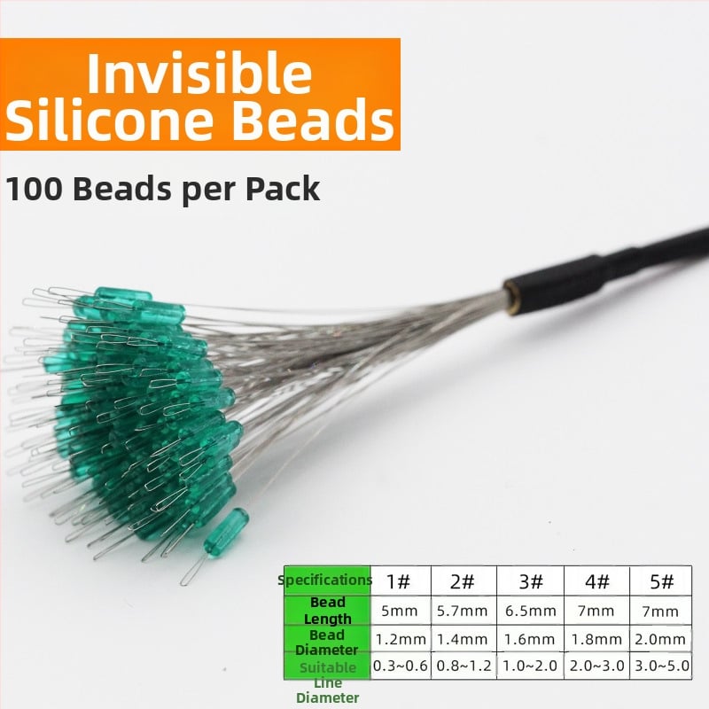 Silicone zvejas pērles – pret savēršanos, pastiprinātas dziļā zvejā (materiāls: silikons; iepakojums 100 gab.)