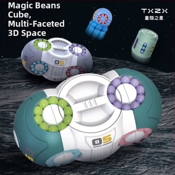 Plastmasas izglītojošā rotaļlieta bērniem — kosmiskā kubs ar rotējošu krellīti stresa mazināšanai, piemērots 0–3 gadu vecumam