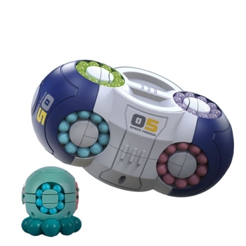 Plastmasas izglītojošā rotaļlieta bērniem — kosmiskā kubs ar rotējošu krellīti stresa mazināšanai, piemērots 0–3 gadu vecumam