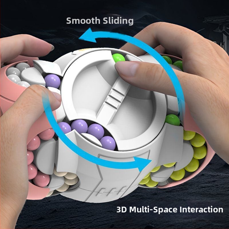 Plastmasas izglītojošā rotaļlieta bērniem — kosmiskā kubs ar rotējošu krellīti stresa mazināšanai, piemērots 0–3 gadu vecumam