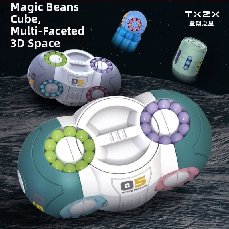 Plastová vzdelávací hračka – vesmírna kocka s otáčajúcou sa guličkou na uvoľnenie stresu, vhodné pre deti 0–3 rokov