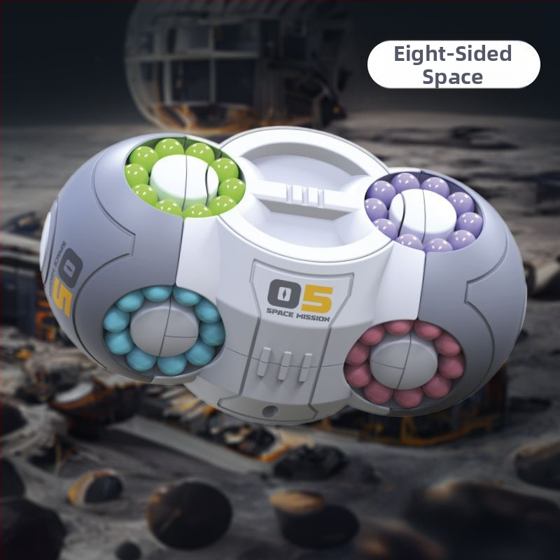 Plastmasas izglītojošā rotaļlieta bērniem — kosmiskā kubs ar rotējošu krellīti stresa mazināšanai, piemērots 0–3 gadu vecumam