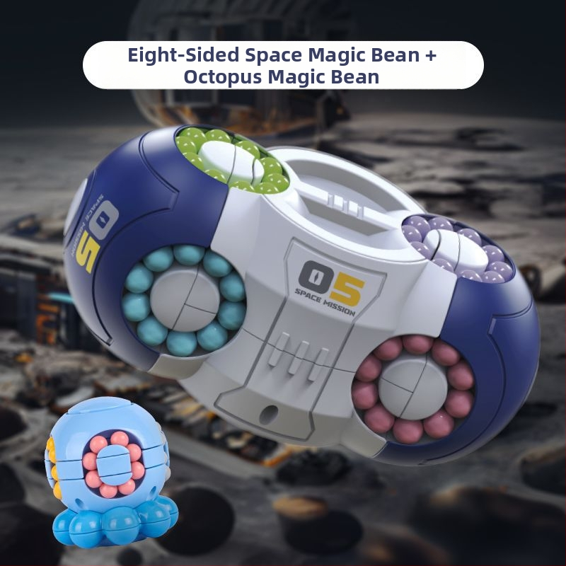 Plastmasas izglītojošā rotaļlieta bērniem — kosmiskā kubs ar rotējošu krellīti stresa mazināšanai, piemērots 0–3 gadu vecumam