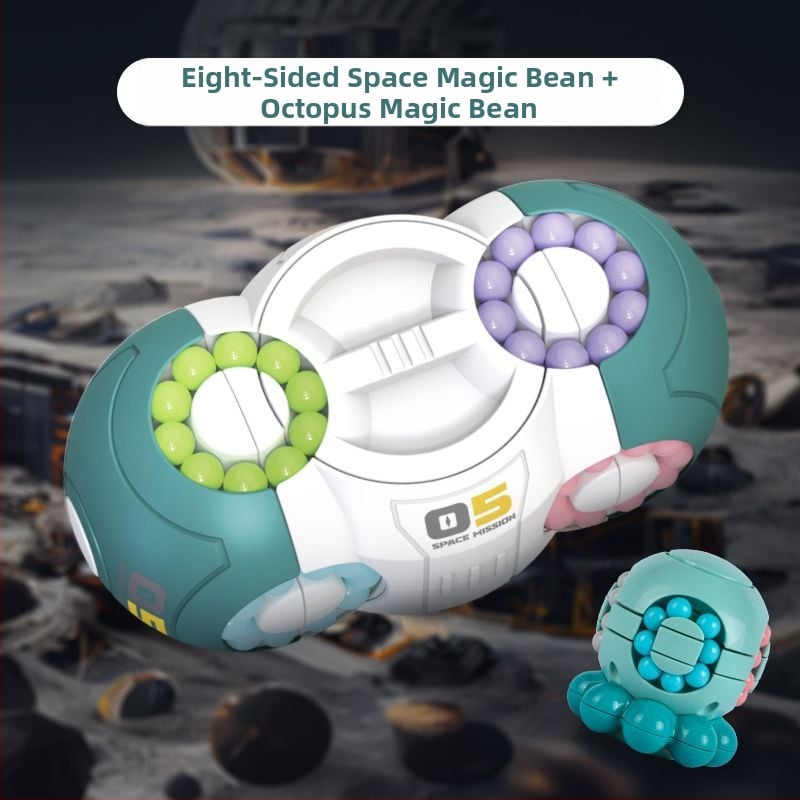 Plastmasas izglītojošā rotaļlieta bērniem — kosmiskā kubs ar rotējošu krellīti stresa mazināšanai, piemērots 0–3 gadu vecumam