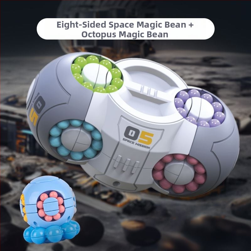 Plastmasas izglītojošā rotaļlieta bērniem — kosmiskā kubs ar rotējošu krellīti stresa mazināšanai, piemērots 0–3 gadu vecumam