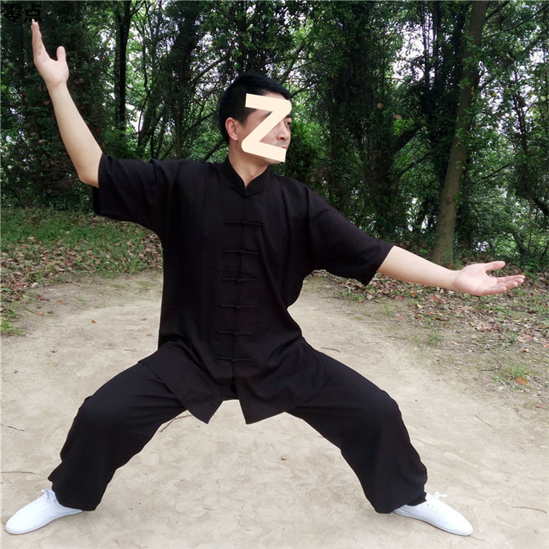 Muški ljetni Tai Chi/Kung Fu trening komplet - pamuk-linen tkanina, kratki rukav, pamuk podstava, za borilačke vještine