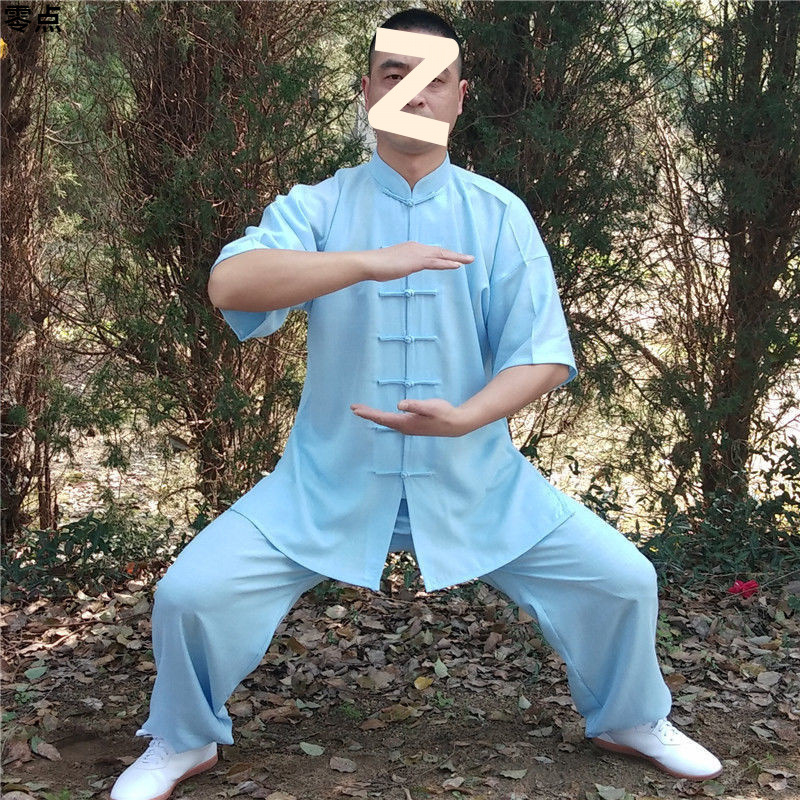 Muški ljetni Tai Chi/Kung Fu trening komplet - pamuk-linen tkanina, kratki rukav, pamuk podstava, za borilačke vještine