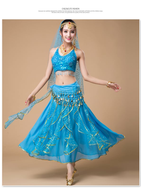 Suaugusiųjų moterų pilvo šokių kostiumas — vientisas spalva, 120D encrypted chiffon, poliesterio 80% + 10% antrinis komponentas, pamušalas 10%