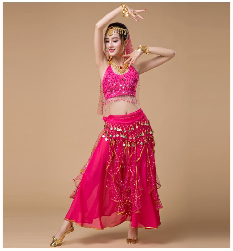 Suaugusiųjų moterų pilvo šokių kostiumas — vientisas spalva, 120D encrypted chiffon, poliesterio 80% + 10% antrinis komponentas, pamušalas 10%