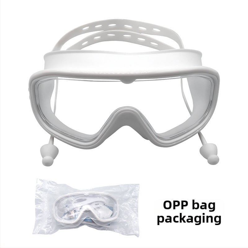 Γυαλιά κολύμβησης με μεγάλους φακούς, αντιθαμβωτικά, αδιάβροχα, PC φακοί, για ενήλικες, σετ με κλιπ μύτης και σκουφάκι κολύμβησης
