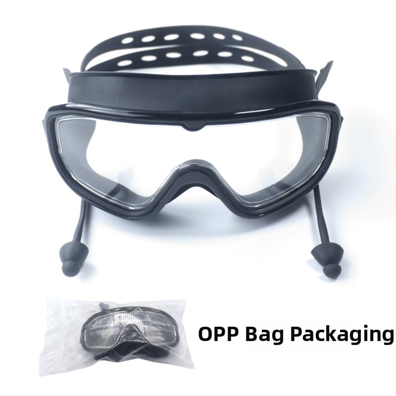 Γυαλιά κολύμβησης με μεγάλους φακούς, αντιθαμβωτικά, αδιάβροχα, PC φακοί, για ενήλικες, σετ με κλιπ μύτης και σκουφάκι κολύμβησης