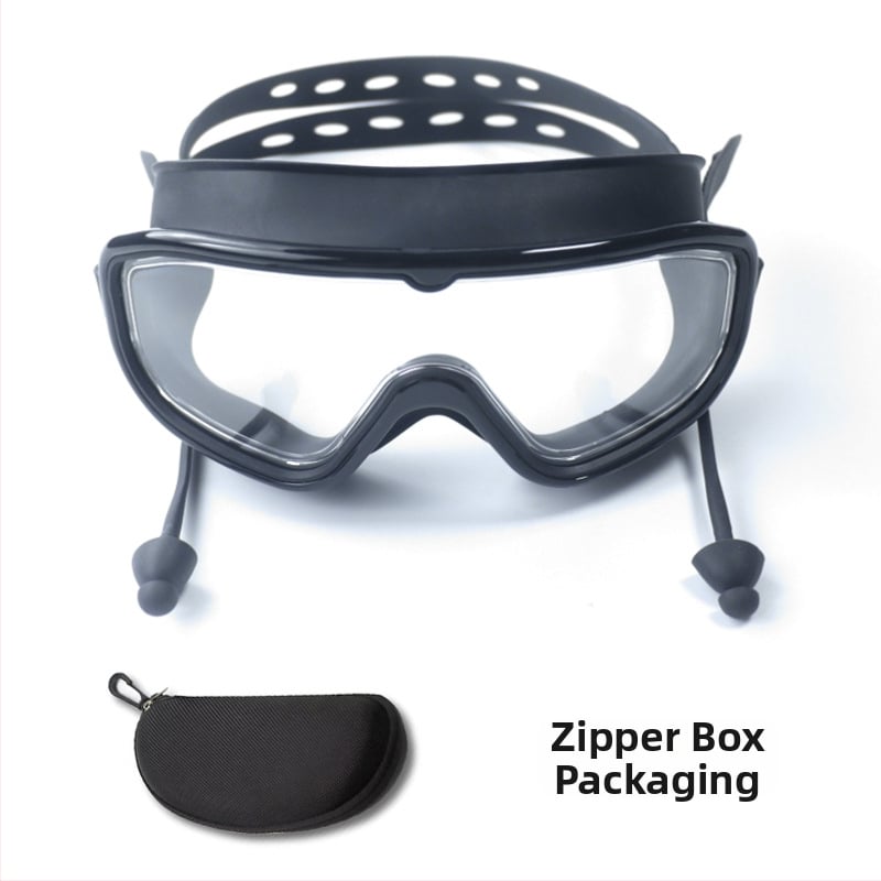 Γυαλιά κολύμβησης με μεγάλους φακούς, αντιθαμβωτικά, αδιάβροχα, PC φακοί, για ενήλικες, σετ με κλιπ μύτης και σκουφάκι κολύμβησης