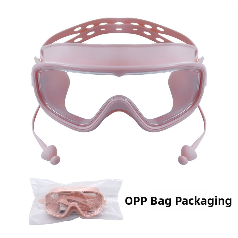 Γυαλιά κολύμβησης με μεγάλους φακούς, αντιθαμβωτικά, αδιάβροχα, PC φακοί, για ενήλικες, σετ με κλιπ μύτης και σκουφάκι κολύμβησης