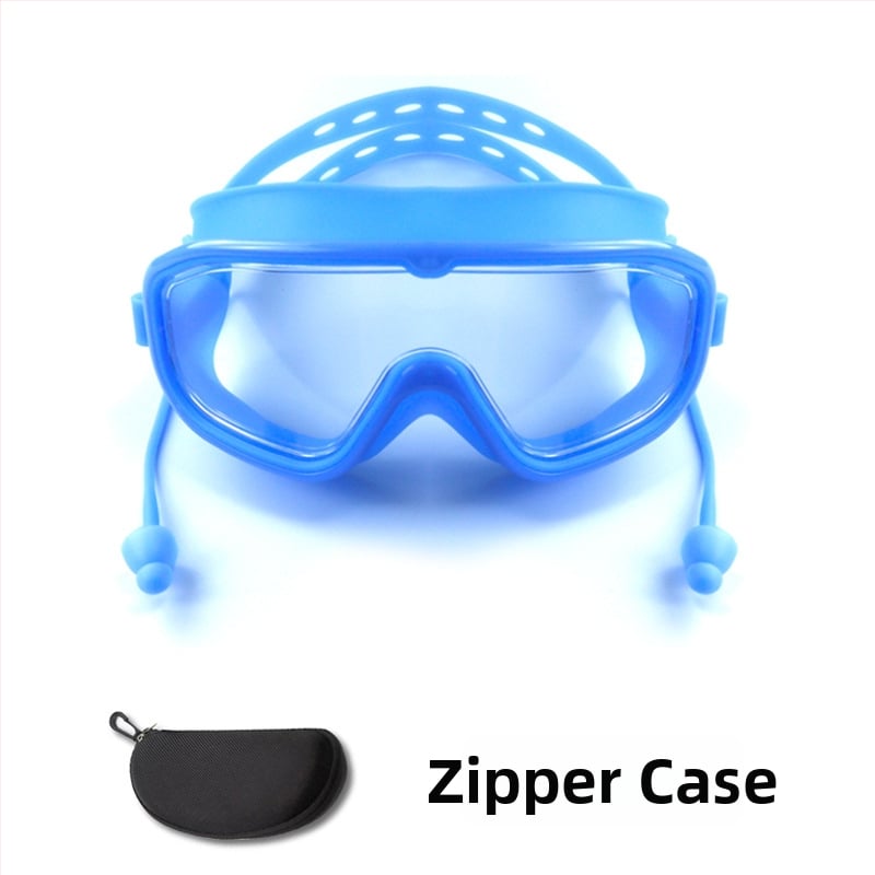 Γυαλιά κολύμβησης με μεγάλους φακούς, αντιθαμβωτικά, αδιάβροχα, PC φακοί, για ενήλικες, σετ με κλιπ μύτης και σκουφάκι κολύμβησης