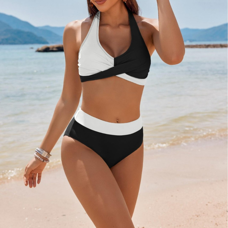 Sieviešu divdaļīgs peldkostīms ar krūšu spilventiņu, garām piedurknēm, poliester audums, 82% poliesteru saturs, poliesteris iekšējā odere