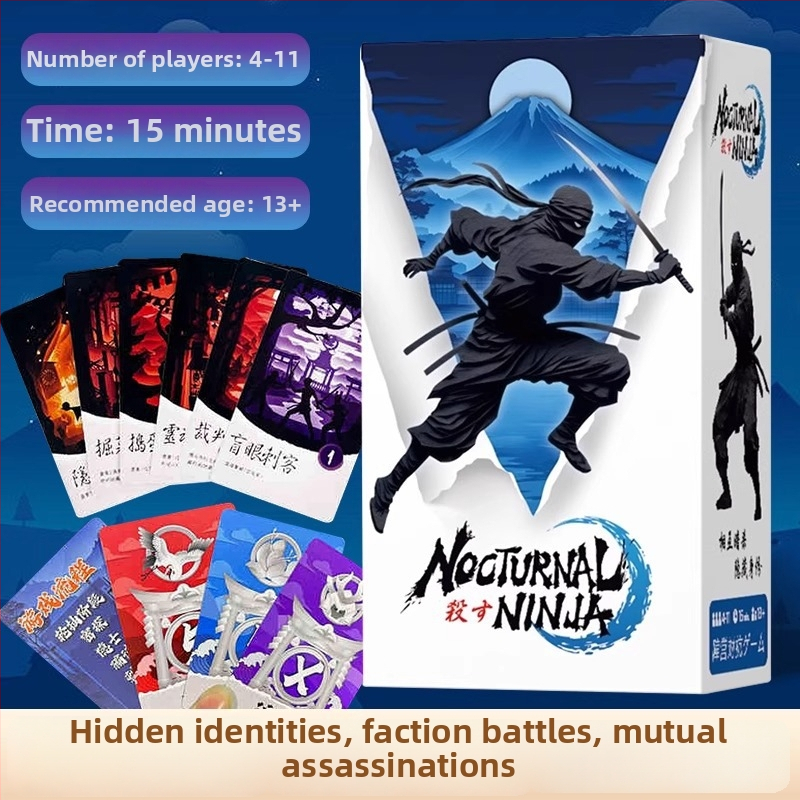Joc de cărți pentru bord: Ninja Night Kill, Comoara Inca, joc casual de petrecere pentru construire de echipă și cooperare în multiplayer, din hârtie