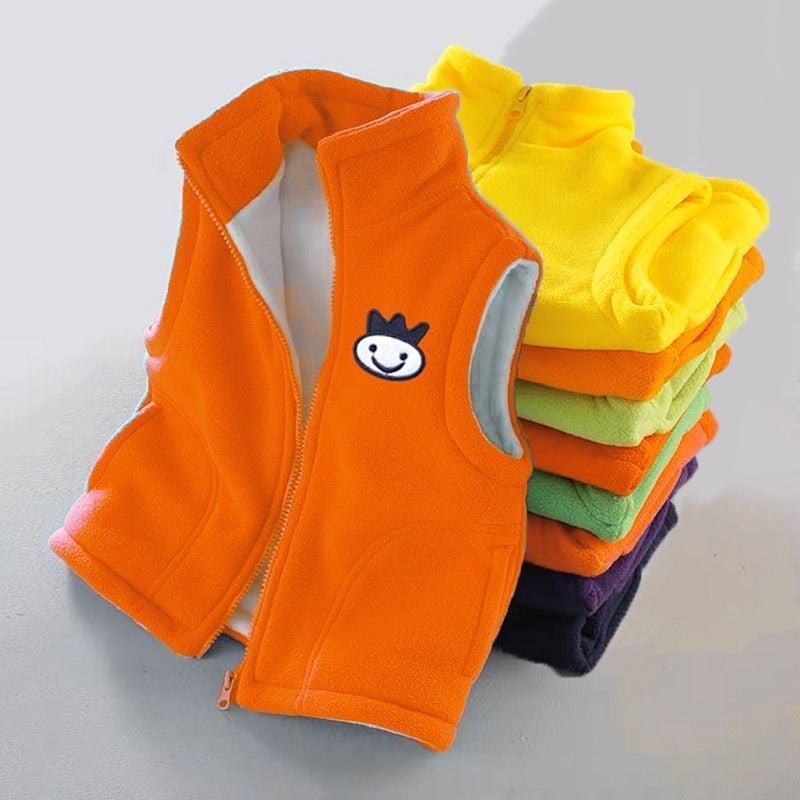 Gyermekek kapucnis mellény fleece-betétes és vastított, csíkos mintázat, karcsú szabás