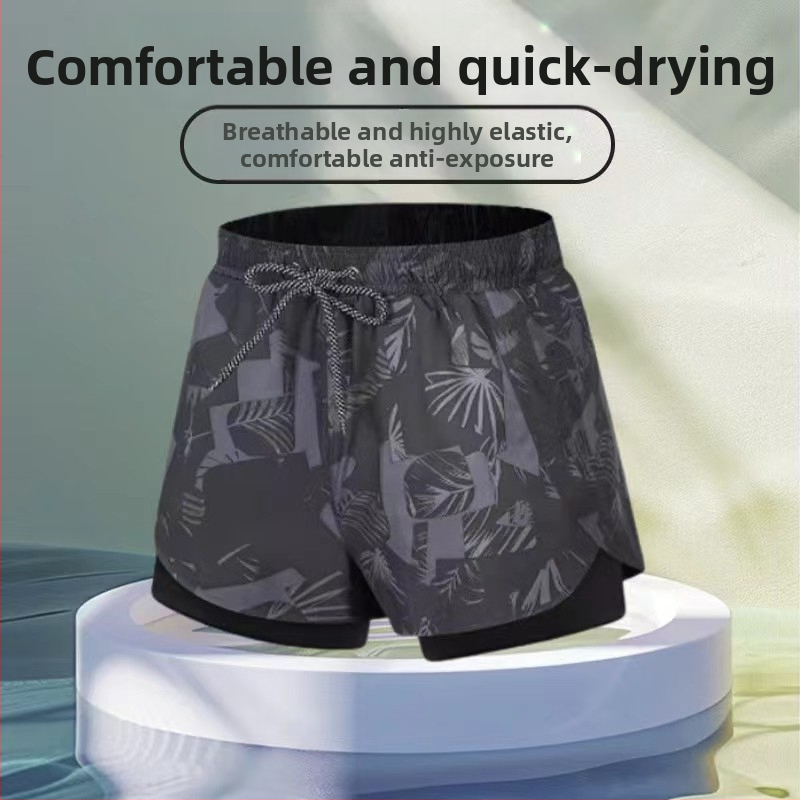 Vīriešu peldkostīms bokseru stilā ar divslāņu konstrukciju, ātri žūstoši, plus izmērs