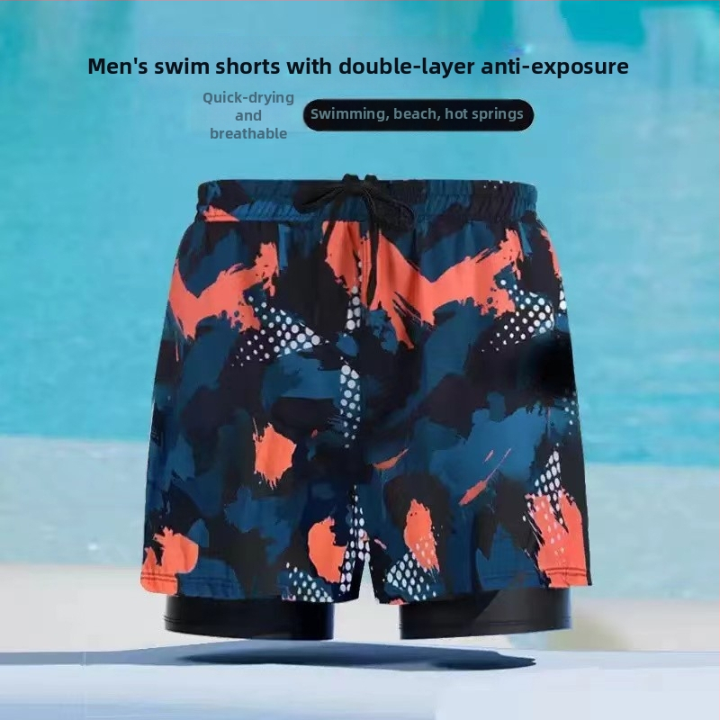 Vīriešu peldkostīms bokseru stilā ar divslāņu konstrukciju, ātri žūstoši, plus izmērs